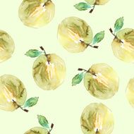 Apples seamless pattern watercolor Handmade Autumn N7