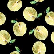 Apples seamless pattern watercolor Handmade Autumn N8