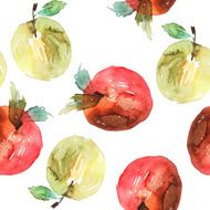 Apples seamless pattern watercolor Handmade Autumn N11