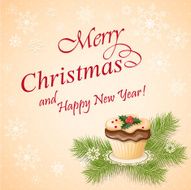 christmas card with cupcake