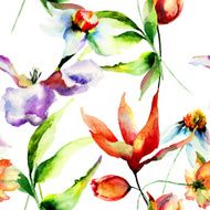 Seamless pattern with Decorative summer flowers