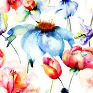 Seamless wallpaper with Beautiful flowers