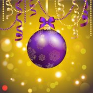 New Year greeting card Christmas Ball with bow and ribbon N7