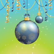 New Year greeting card Christmas Ball with bow and ribbon N10