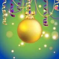 New Year greeting card Christmas Ball with bow and ribbon N11