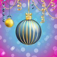 New Year greeting card Christmas Ball with bow and ribbon N12