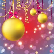 New Year greeting card Christmas Ball with bow and ribbon N13