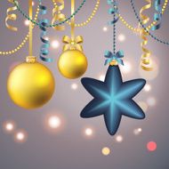 New Year greeting card Christmas Ball with bow and ribbon N16