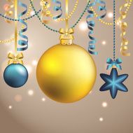 New Year greeting card Christmas Ball with bow and ribbon N17