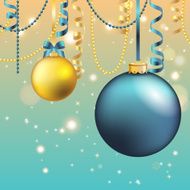New Year greeting card Christmas Ball with bow and ribbon N18