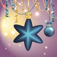 New Year greeting card Christmas Ball with bow and ribbon N19