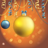 New Year greeting card Christmas Ball with bow and ribbon N20