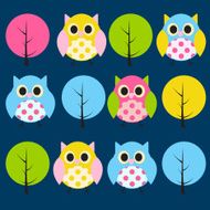 Ow and Treel Pattern Background Vector Illustration