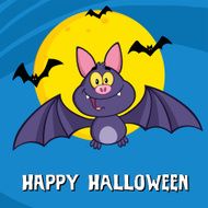 Happy Vampire Bat With Blue Background