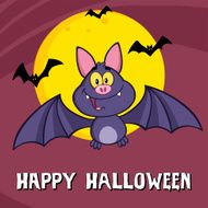 Happy Vampire Bat With Red Background And Text