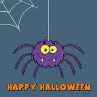 Funny Halloween Spider With Text And Background