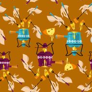 Cheese fondue Traditional swiss food Seamless background pattern