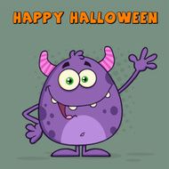 Cute Monster Waving A Greeting With Background