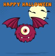 Furry One Eyed Monster With Text And Background
