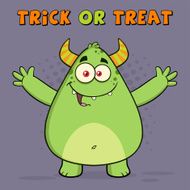 Big Horned Monster With Open Arms And Background
