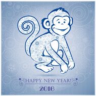 Funny monkey on blue background 3
