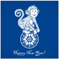 Funny monkey on blue background 2