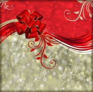 Greeting card with red bow N2