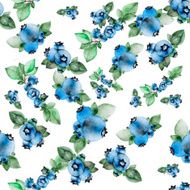Watercolor blueberries pattern