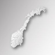 Map of Norway with lakes and rivers N3