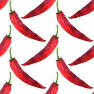 Watercolor seamless pattern with red hot chili peppers