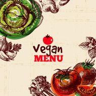 Eco food vegan menu background Watercolor and hand drawn sketch