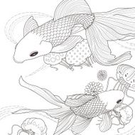 adorable golden fish coloring page N2