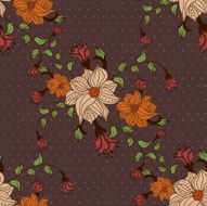 Beautiful seamless pattern with flowers on brown background