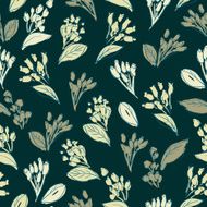 silhouettes of flowers seamless vector pattern
