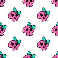 Doodle seamless pattern with skull - 4 N2
