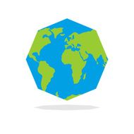 Octagon Planta earth World map in geometric figure N2