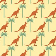 Kangaroo and Palma seamless pattern Australian marsupial animal
