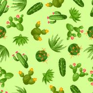 Cactuses and plants abstract natural seamless pattern N3