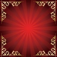 red background with golden ornamental corners - vector