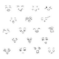 Set eyes emotions faces sketch vector illustration