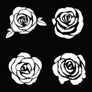 Black silhouette of rose set