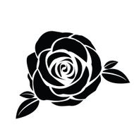 Black silhouette of rose with leaves N2
