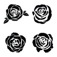 Black silhouette of rose set N2