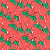 Seamless pattern with red hand drawn strawberries Cute berries N2
