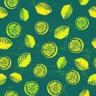 Seamless pattern with ink hand drawn lemons and limes