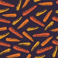 Seamless pattern with ink hand drawn carrots