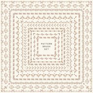 Vector decorative square frame and pattern brush set