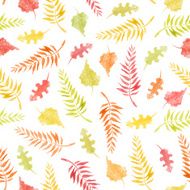 Fall leafs seamless pattern in watercolor