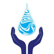 Hand holds water drop symbol protection symbol Vector