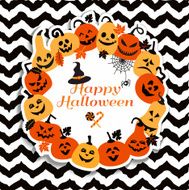Halloween background of cheerful pumpkins N2